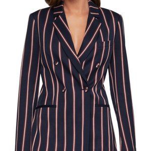 BCBGMAXAZRIA Navy Blue Striped Nautical Blazer Women's Small